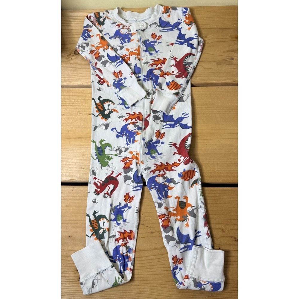 Hanna Andersson Zip Sleeper Organic Cotton Pajamas 3T 90cm Colorful Dragons